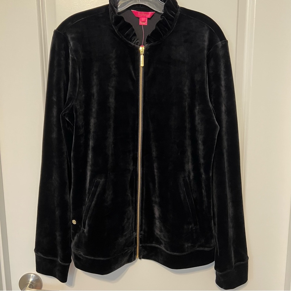 Lilly Pulitzer Jayla Velour Ruffle Zip-Up